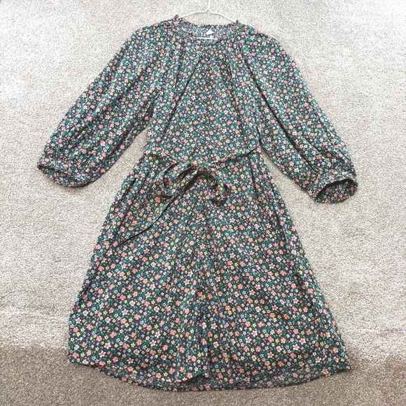 Old Navy Dresses & Skirts - Old Navy Womens L Tall Floral Button Front Balloon Sleeve Belted Midi Dress